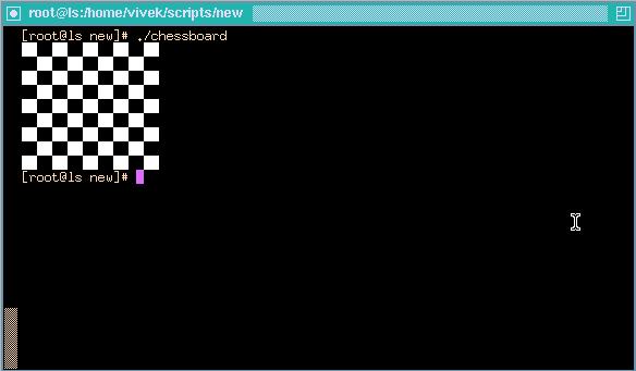 chessboard shell script output i.e. chess board 